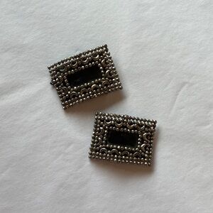 Victorian Steel Cut Shoe Buckles Pair Featuring Crescent Moons